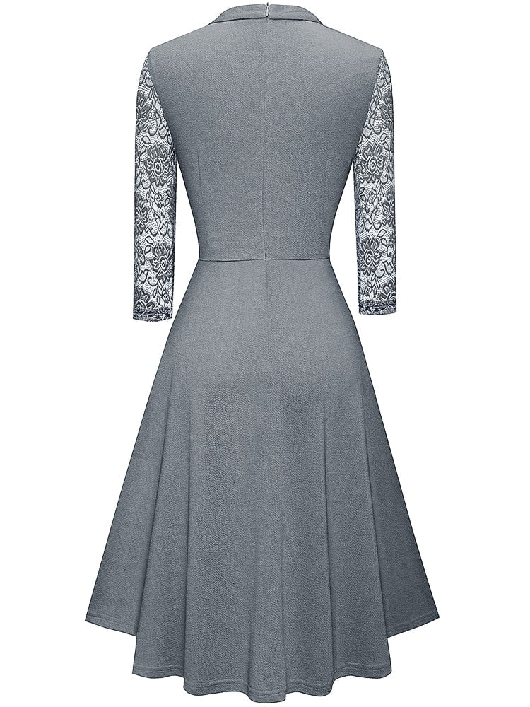 Women's Elegant Lace Dress with Hollowed Out Design