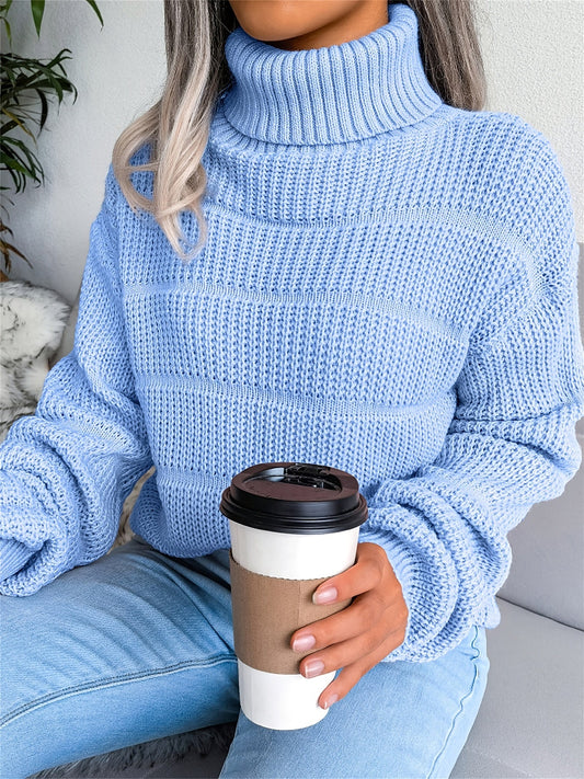 Women's Comfortable Stretchy Long Sleeve Turtleneck Jumper | Ideal for winter