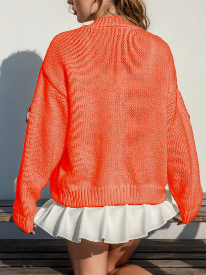 Women's Loose Fit Knitted Cardigan with Floral Embroidered  | Ideal for WInter