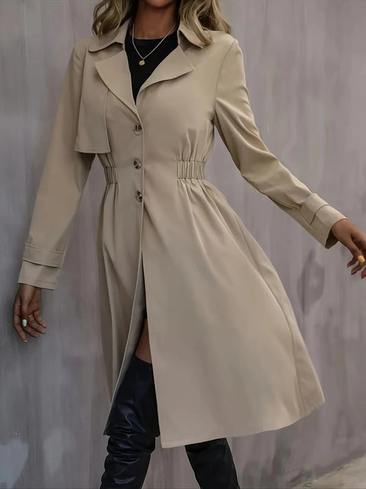 Chic Long Trenchcoat with Elastic Waist | Perfect for Everyday Wear