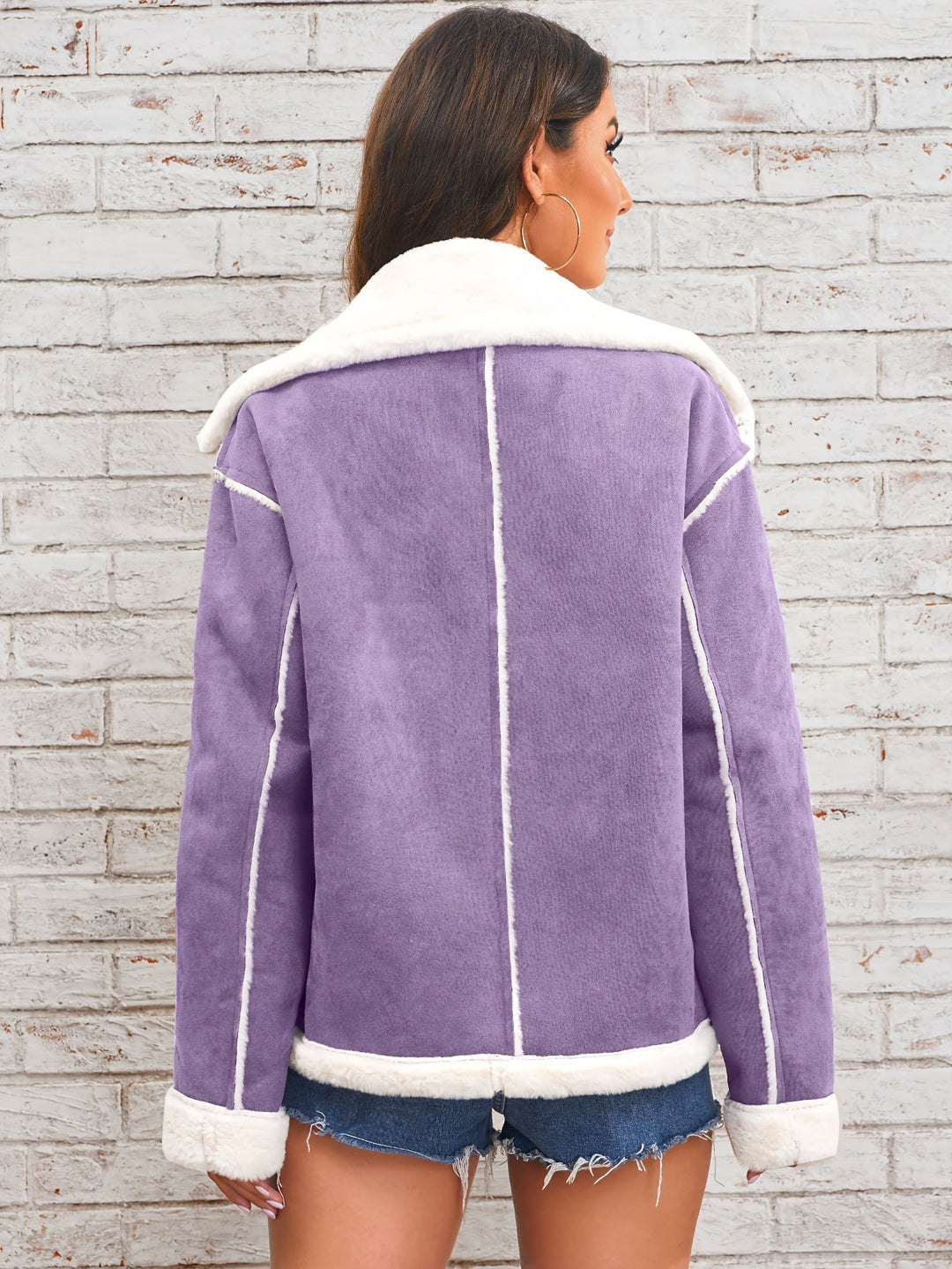 Women's Casual Warm Plush Jacket with Faux Fur Collar | Ideal for Autumn/Winter