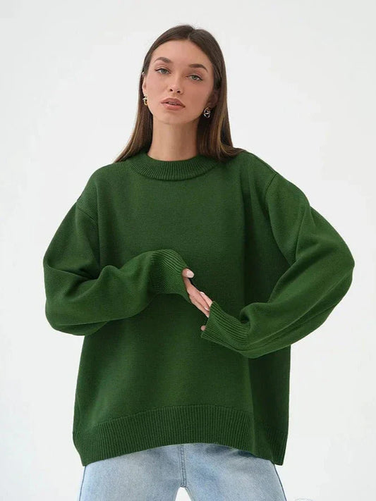 Women's Oversized Crew Neck Knitted Jumper | Ideal for Winter