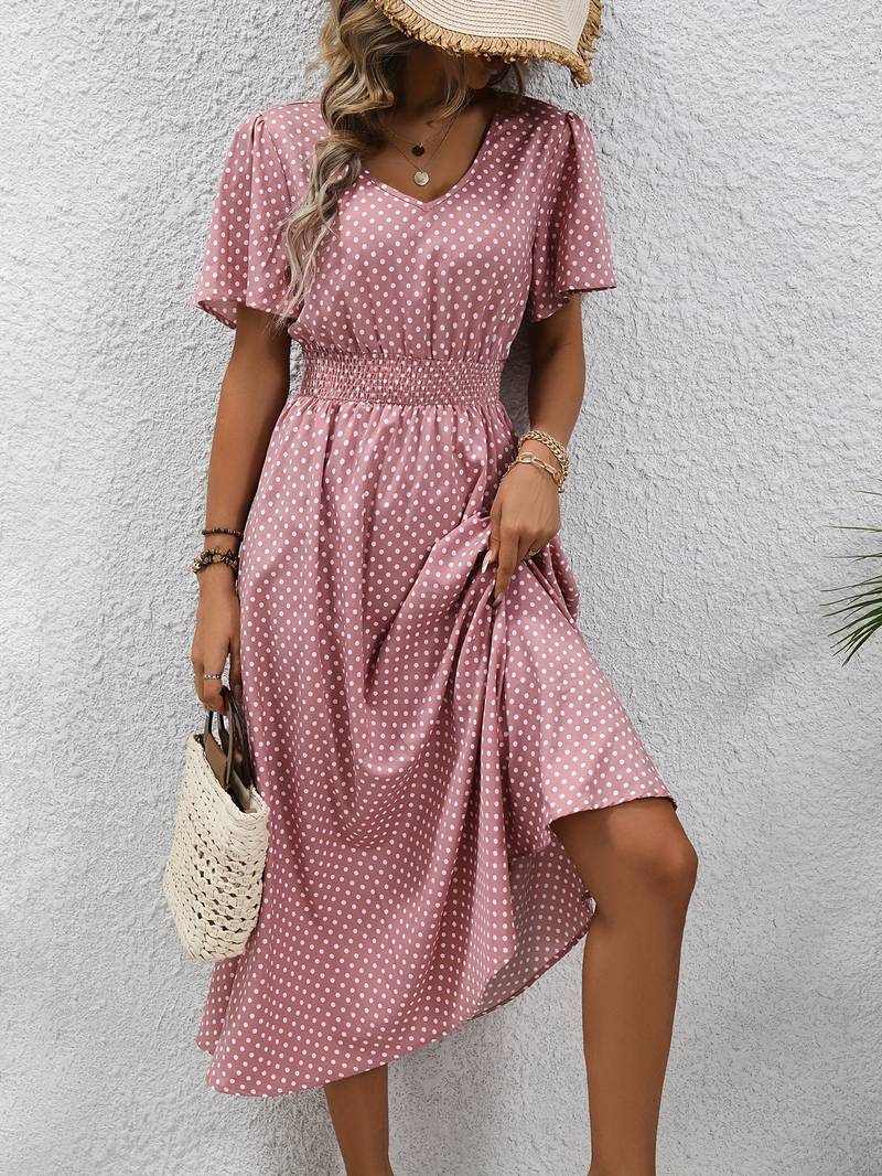 Women's Casual Comfortable Dress with Short Sleeves for Summer Outings