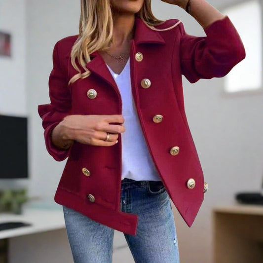 Women's Elegant Thick Solid Color Buttoned Blazer | Perfect for Casual Days