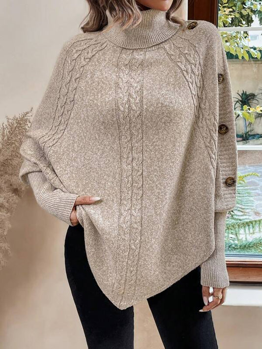 Women's Stylish Knit Turtleneck Jumper with Voluminous Sleeves | Ideal for Winter