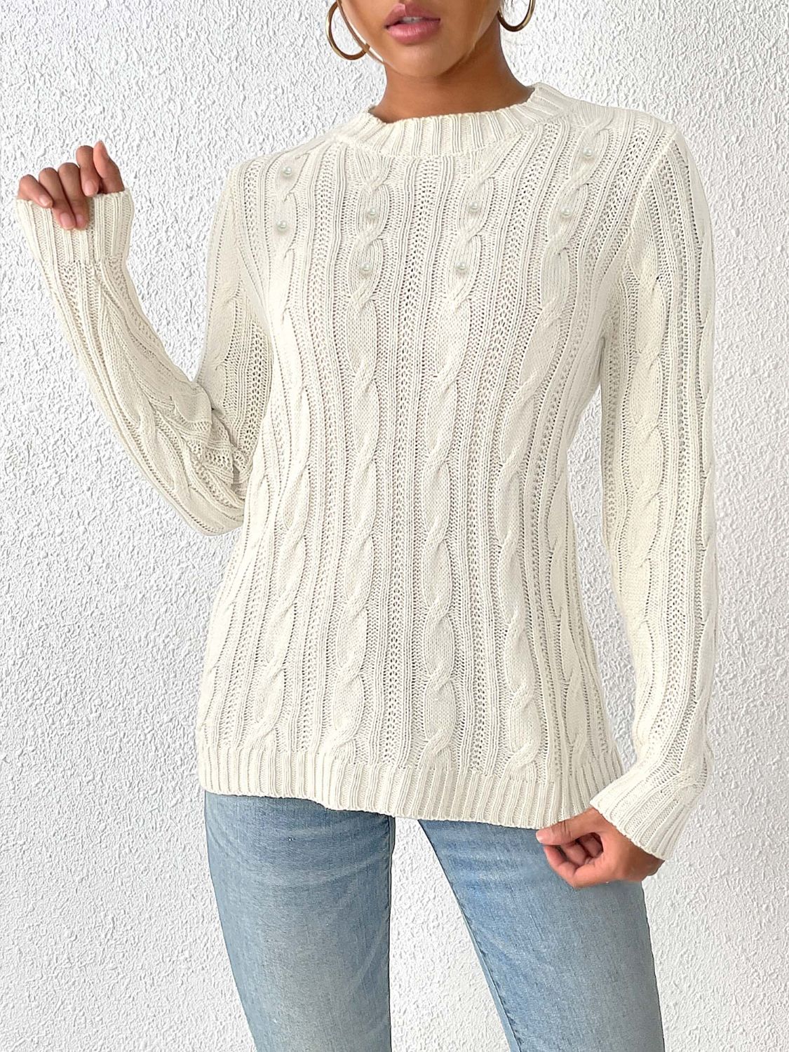 Women's Stylish Jumper with Voluminous Braids | Ideal for Winter