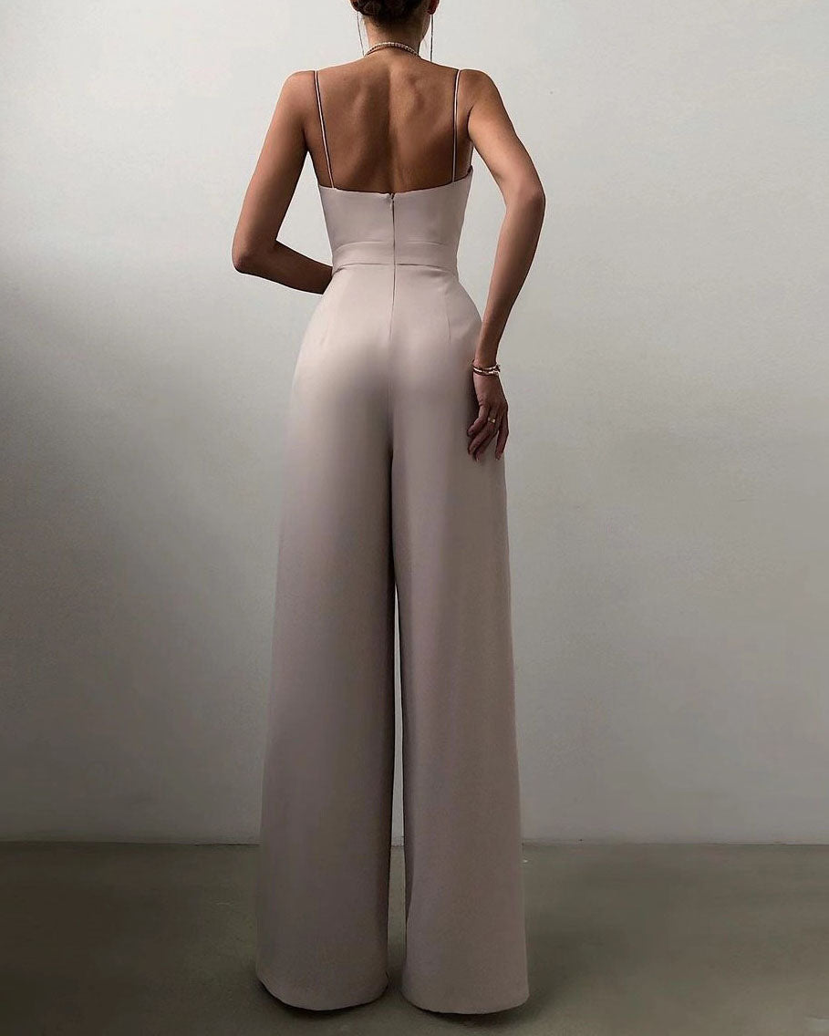 Women's Elegant Spaghetti Strap Wide Leg Jumpsuit | Ideal for Summer