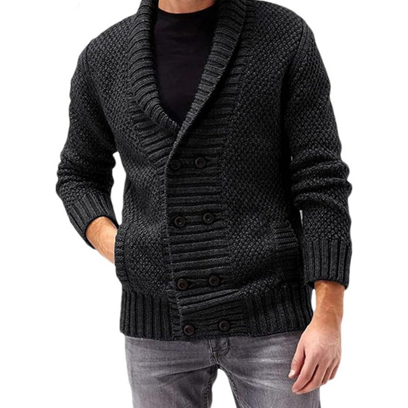 Men's Knitted Cashmere Jumper with Buttons and Pockets | Ideal for Winter