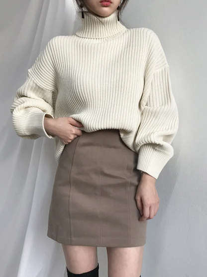 Oversize Thick Lined Turtleneck Jumper for Women |  Ideal for Winter