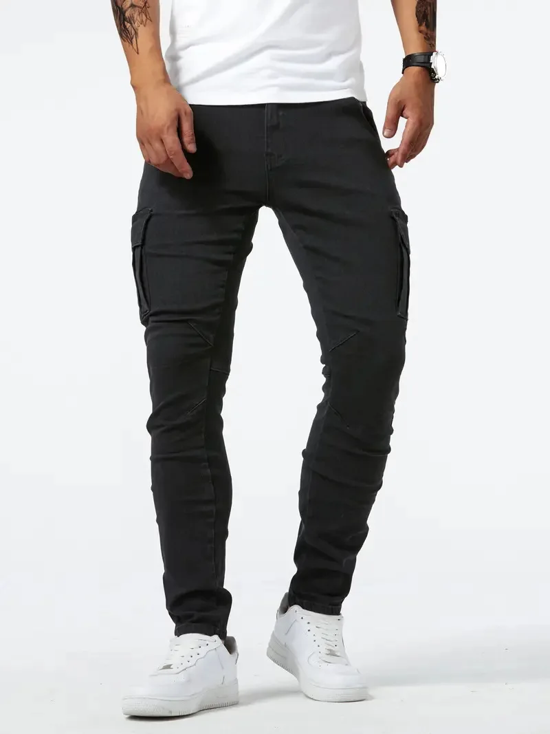 Men's Trendy Slim-Fit Cargo Jeans with Pockets | Perfect for Casual Days