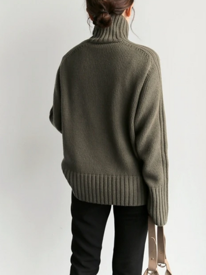 Women's Luxurious Oversized Ribbed Design Turtleneck Jumper | Ideal for Winter