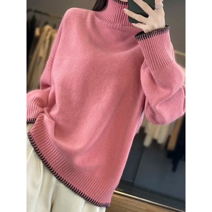 Women's Comfortable Soft Loose Knitted Turtleneck Jumper | Ideal for Winter