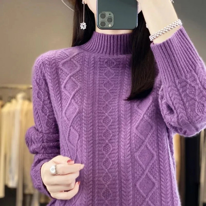 Stylish Cable Knit Turtleneck Jumper for Women | Ideal for winter