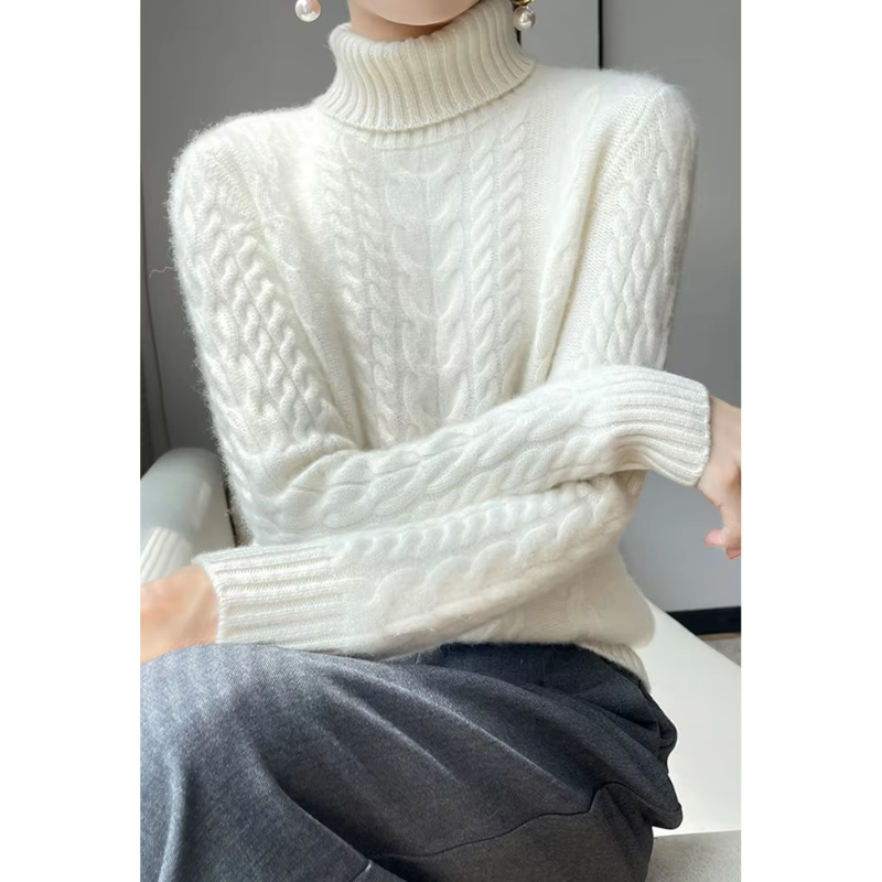 Women's Warm Knitted Cord-Point Cashmere Jumper for Women | Ideal for Winter