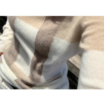 Women's Elegant Slim Fit Checked Knitted Turtleneck Jumper | Ideal for Winter