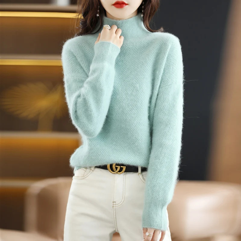 Women's Elegant Hollow Print Turtleneck Knitted Jumper for Women | Ideal for Winter