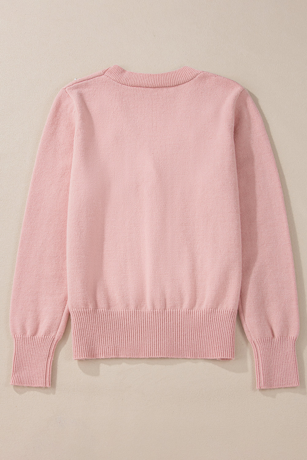 Women's Refined Textured Pink Cashmere Knit Button-Up Cardigan with Pearls| Ideal for Winter