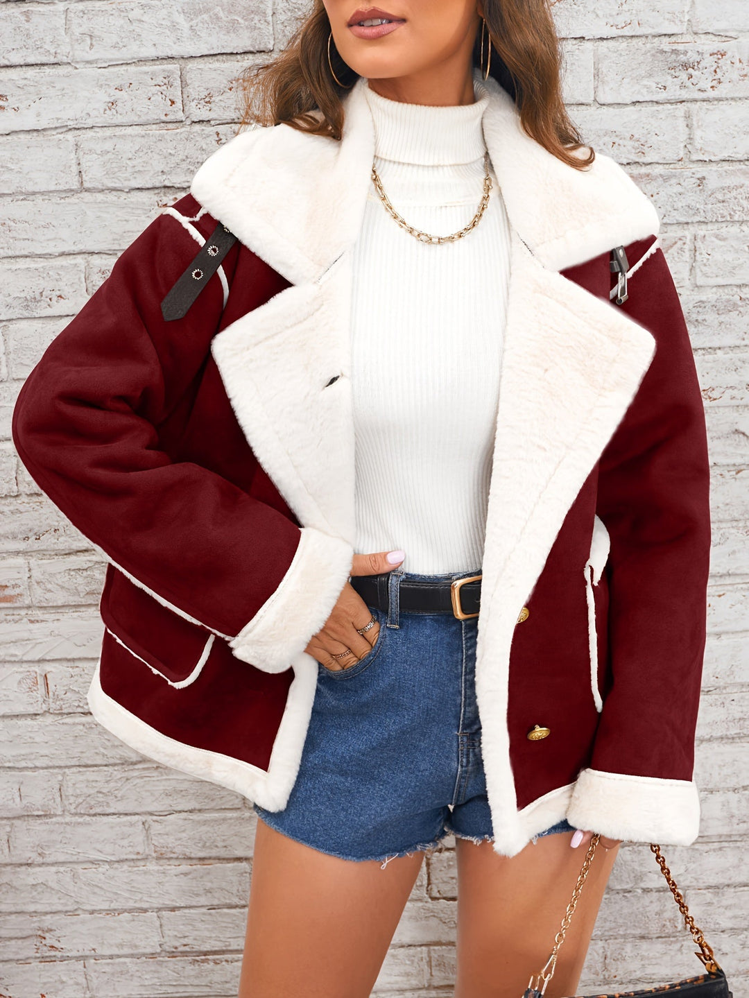 Women's Casual Warm Plush Jacket with Faux Fur Collar | Ideal for Autumn/Winter