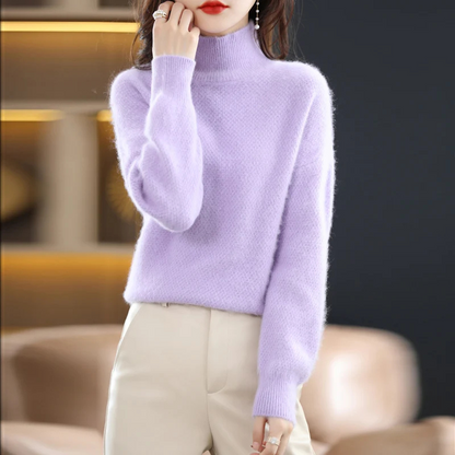 Women's Elegant Hollow Print Turtleneck Knitted Jumper for Women | Ideal for Winter