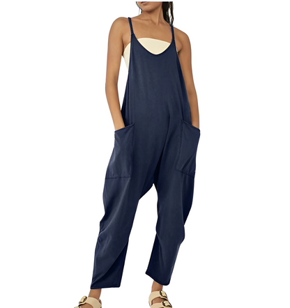 Women's Chic Sleeveless V-neck Jumpsuit with Pockets | Ideal for Summer