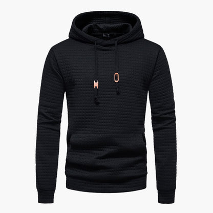 Men's Solid Colour Hoodie with Patterned Geometric Design | Ideal for Winter