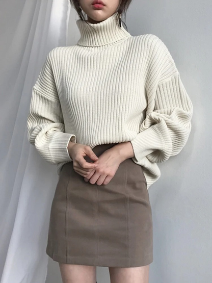 Oversize Thick Lined Turtleneck Jumper for Women |  Ideal for Winter