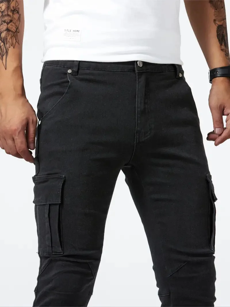 Men's Trendy Slim-Fit Cargo Jeans with Pockets | Perfect for Casual Days