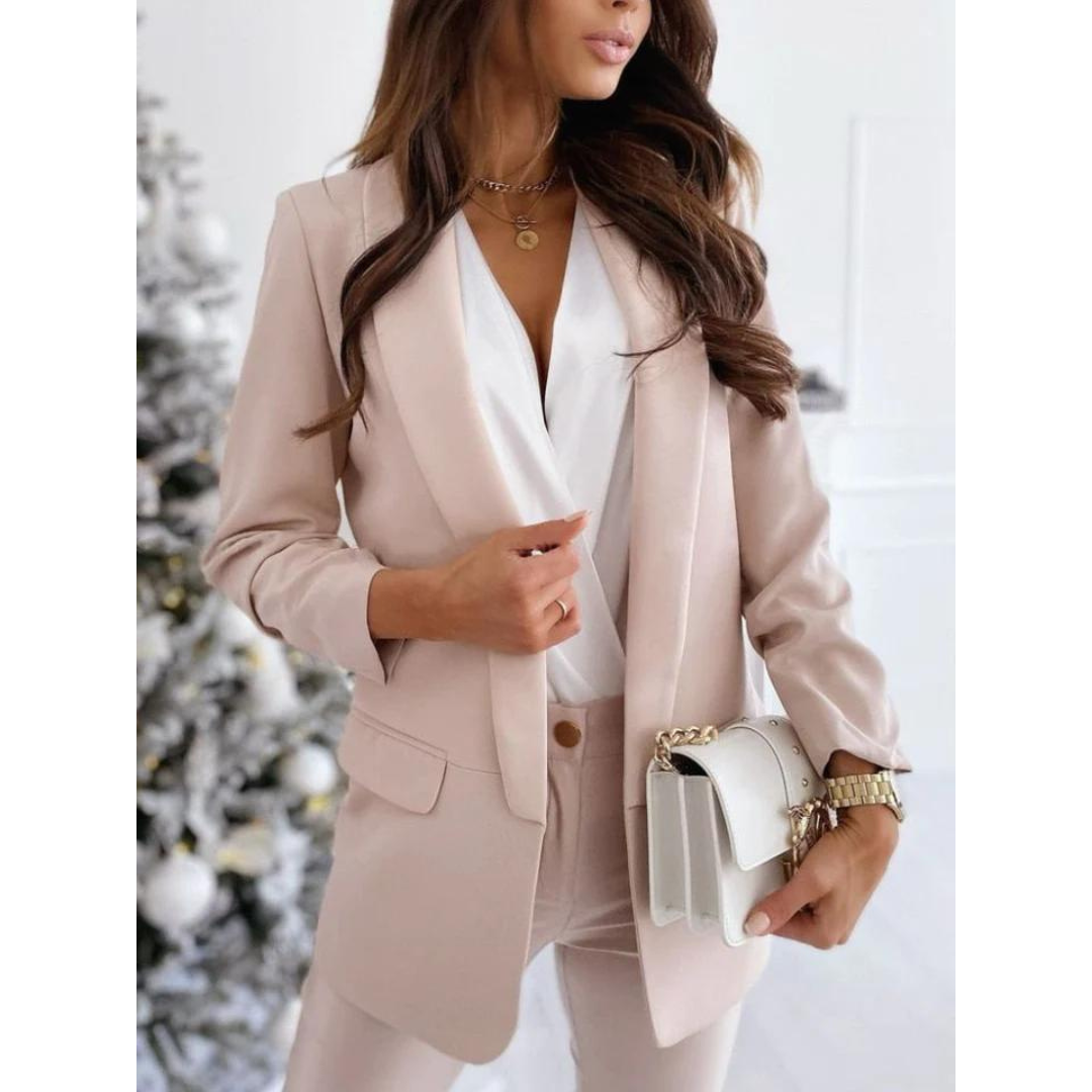 Women's Classic Solid Color Open Front Pocket Blazer | Perfect for Casual Days