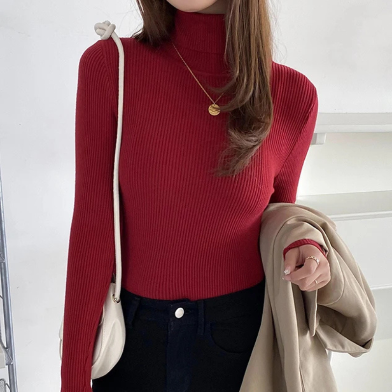 Women's Slim Fit Turtleneck Knitted Jumper | Ideal for Winter