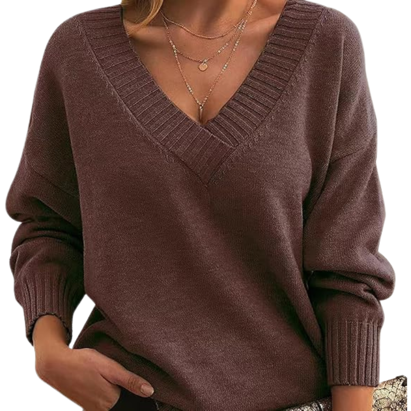 Women's Elegant Chic V-Neck Cashmere Sweater | Perfect for Everyday Wear