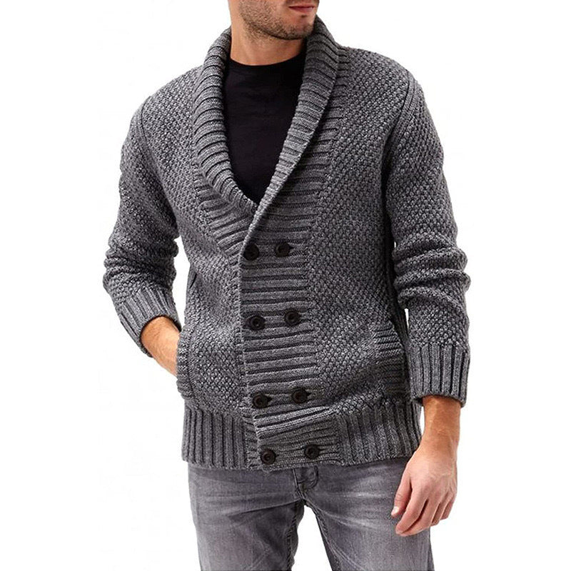 Men's Knitted Cashmere Jumper with Buttons and Pockets | Ideal for Winter