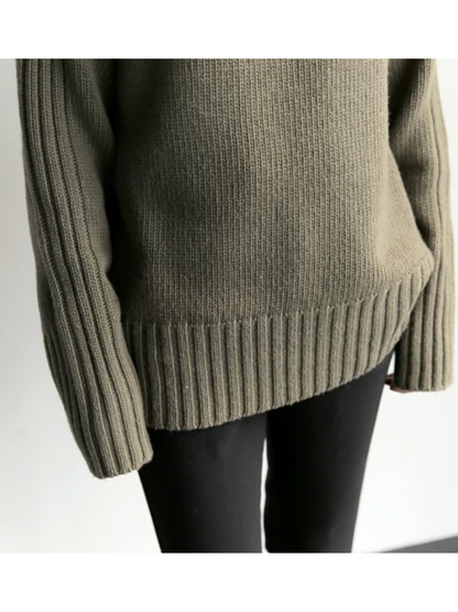 Women's Luxurious Oversized Ribbed Design Turtleneck Jumper | Ideal for Winter