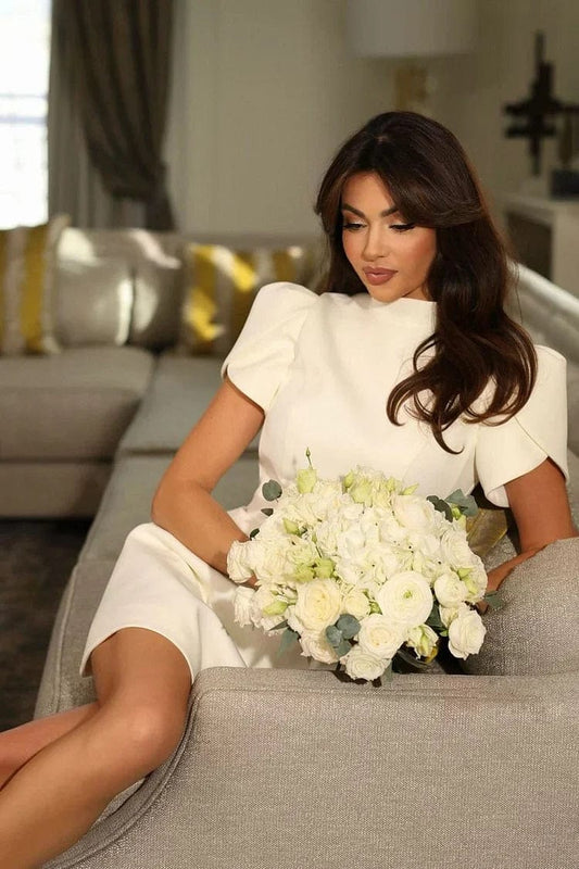 Women's Elegant Mini Dress with Petal Sleeves for Cocktail Parties