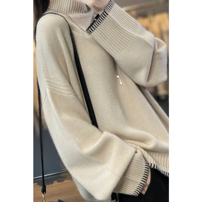 Women's Comfortable Soft Loose Knitted Turtleneck Jumper | Ideal for Winter