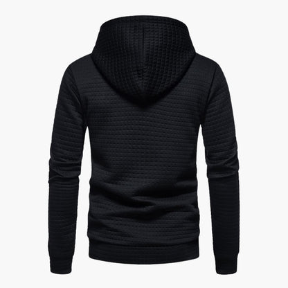 Men's Solid Colour Hoodie with Patterned Geometric Design | Ideal for Winter