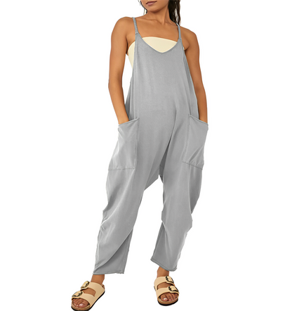 Women's Chic Sleeveless V-neck Jumpsuit with Pockets | Ideal for Summer