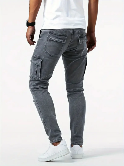 Men's Trendy Slim-Fit Cargo Jeans with Pockets | Perfect for Casual Days