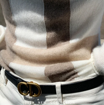 Women's Elegant Slim Fit Checked Knitted Turtleneck Jumper | Ideal for Winter