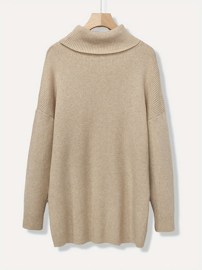 Women's Luxurious Oversized Solid Colour Turtleneck Jumper | Ideal for Winter