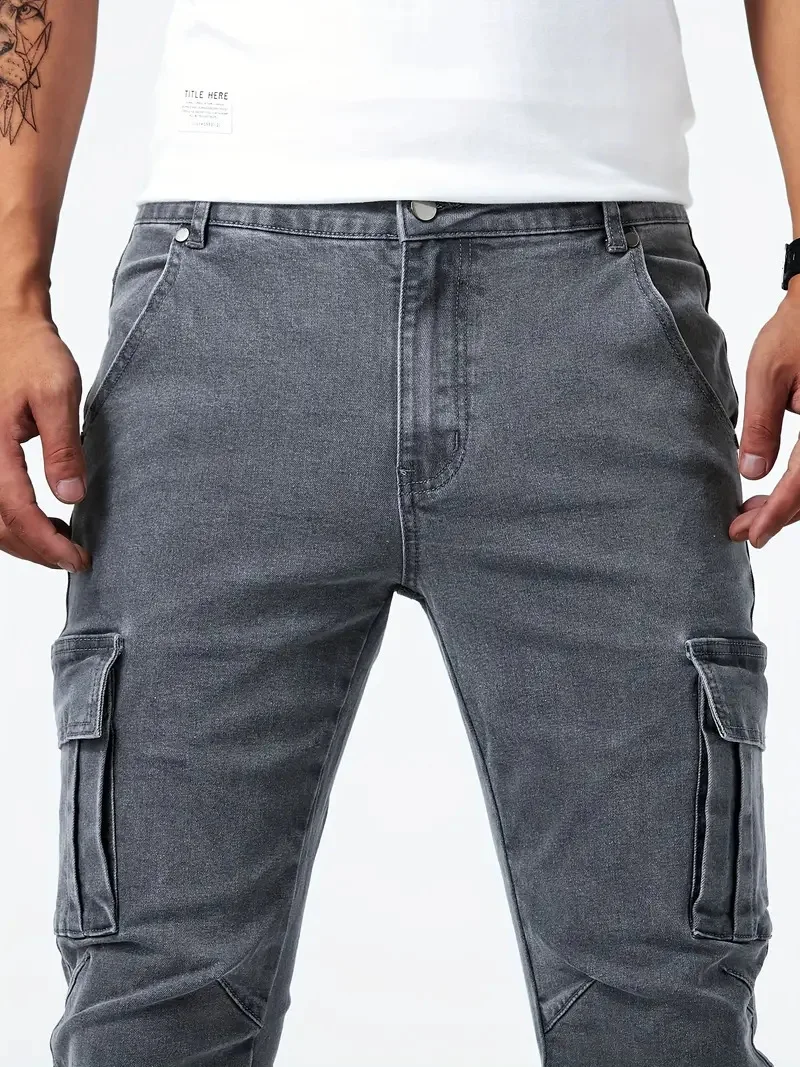 Men's Trendy Slim-Fit Cargo Jeans with Pockets | Perfect for Casual Days