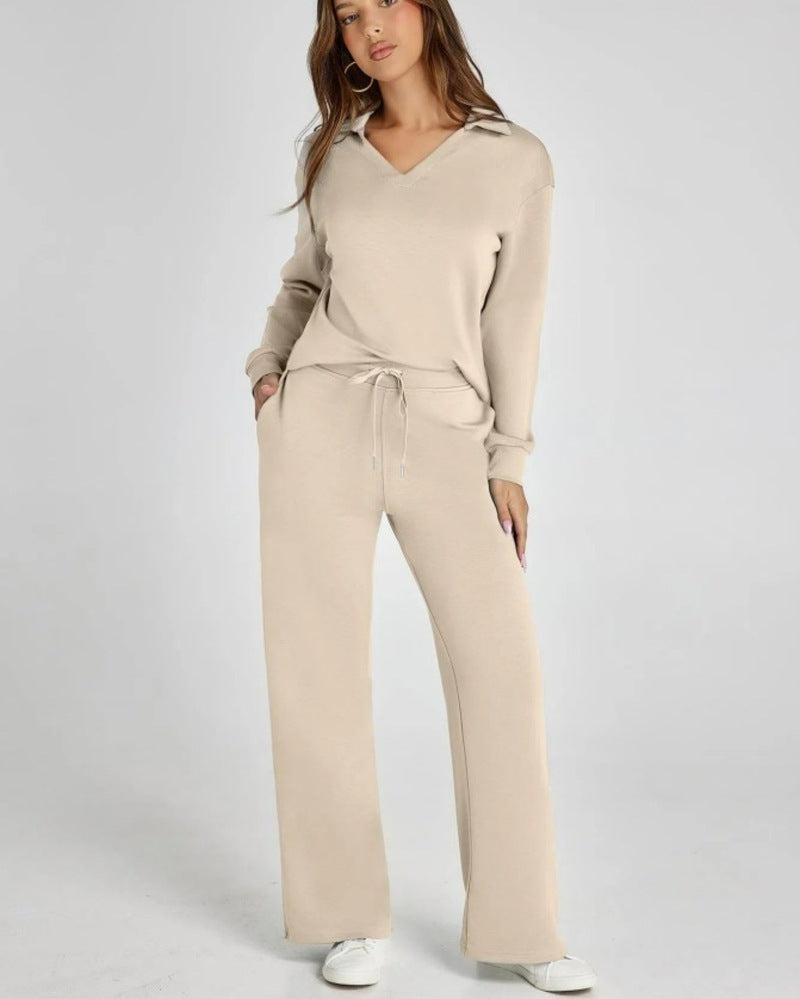 Chanel - Women's Elegant Cropped Long Sleeve Trouser Co-Ord Set with Wide Leg Pants | Ideal for Spring/Summer