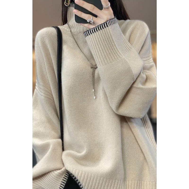 Women's Comfortable Soft Loose Knitted Turtleneck Jumper | Ideal for Winter