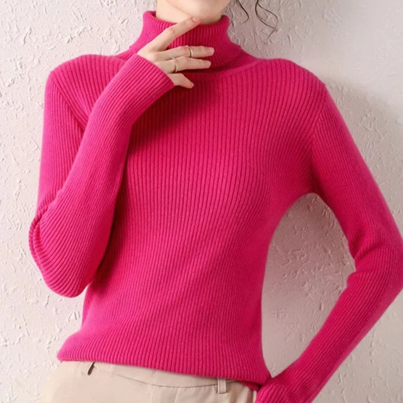 Women's Slim Fit Turtleneck Knitted Jumper | Ideal for Winter