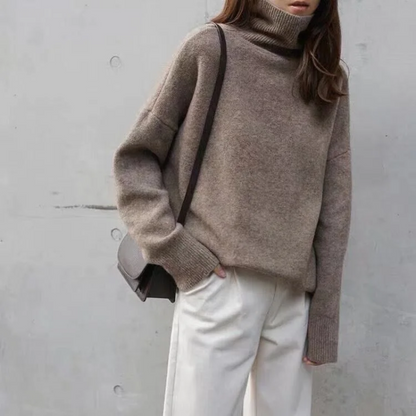 Women's Soft Oversized Turtleneck Knitted Jumper | Ideal for Winter