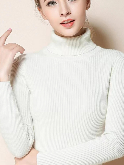 Women's Comfortable Ribbed and Soft Knitted Turtleneck Jumper | Ideal for Winter