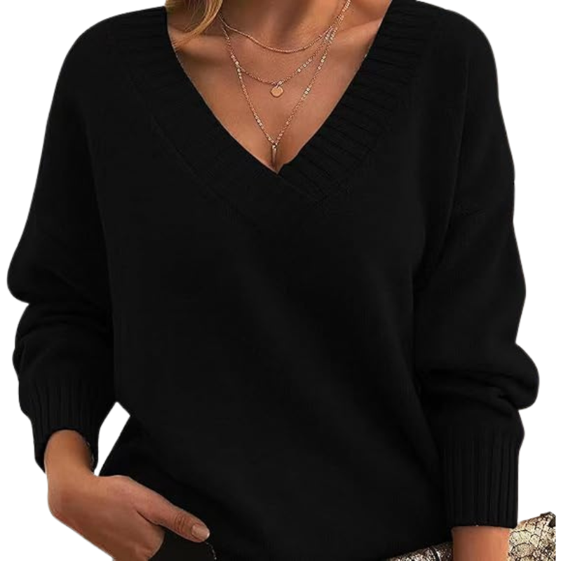 Women's Elegant Chic V-Neck Cashmere Sweater | Perfect for Everyday Wear