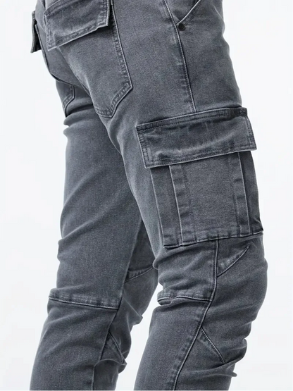 Men's Trendy Slim-Fit Cargo Jeans with Pockets | Perfect for Casual Days