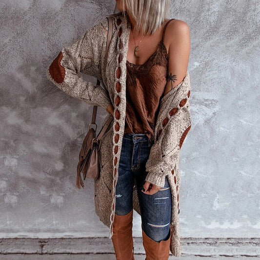 Women's Vintage-Inspired Long Open Front Cashmere Knit Cardigan | Ideal for Winter
