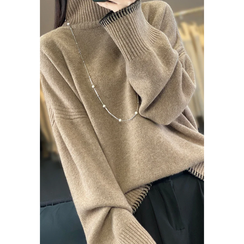 Women's Comfortable Soft Loose Knitted Turtleneck Jumper | Ideal for Winter