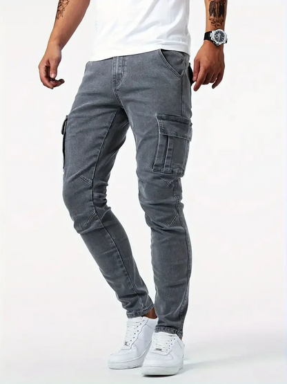 Men's Trendy Slim-Fit Cargo Jeans with Pockets | Perfect for Casual Days